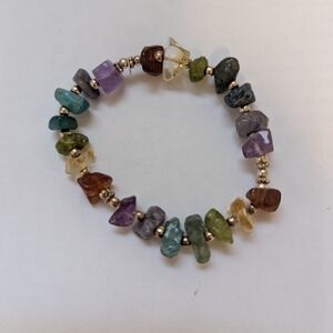 NWOT-Chakra Healing Raw Multicolor Gemstone Beaded Bracelet